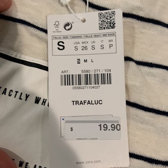 Zara Trafaluc "We Know What to Wear" Stripe Tee – NWT Size Small - Picture 7 of 9